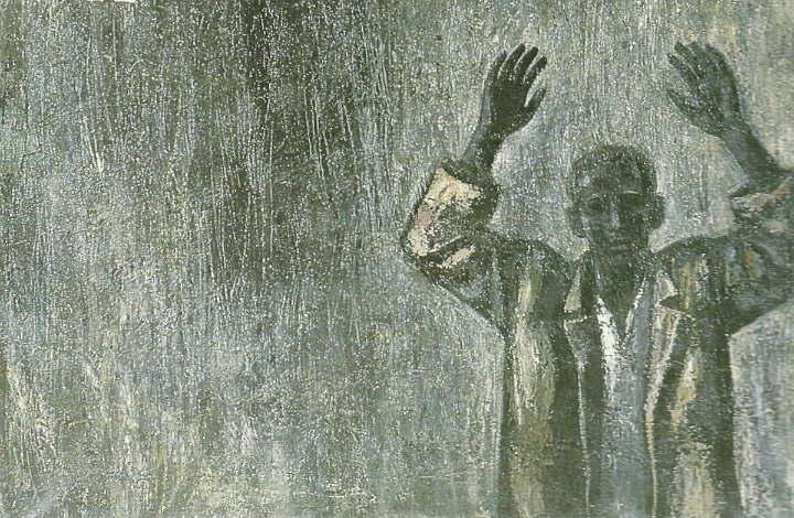 <b>8. Xavier Bueno</b>
(Vera de Bisadoa 1915 – Fiesole 1979)<br><i>
Martire</i>, 1960<br>
Olio su tela, 140x160 cm
